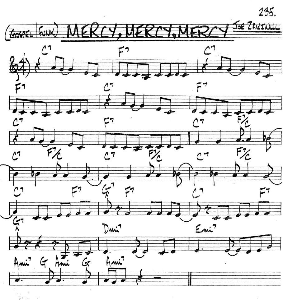 Mercy, Mercy, Mercy - Bb melodía